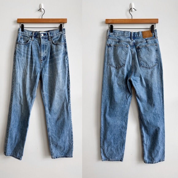 DENIM FORUM • Anita Super High Pleated Loose 28L in Picture This Bleu - Picture 4 of 14